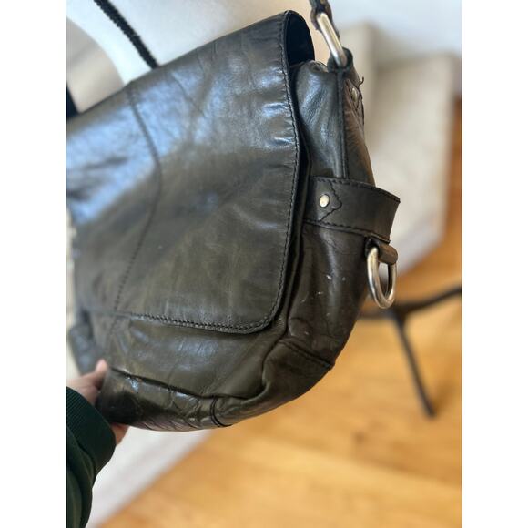 Fossil Deep Olive Green Leather Crossbody Messenger Bag - Picture 6 of 14